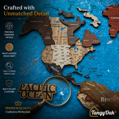 Framed 3D World Map™ – Premium Layered Wooden Map Wall Décor
