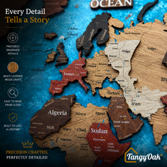 Framed 3D World Map™ – Premium Layered Wooden Map Wall Décor