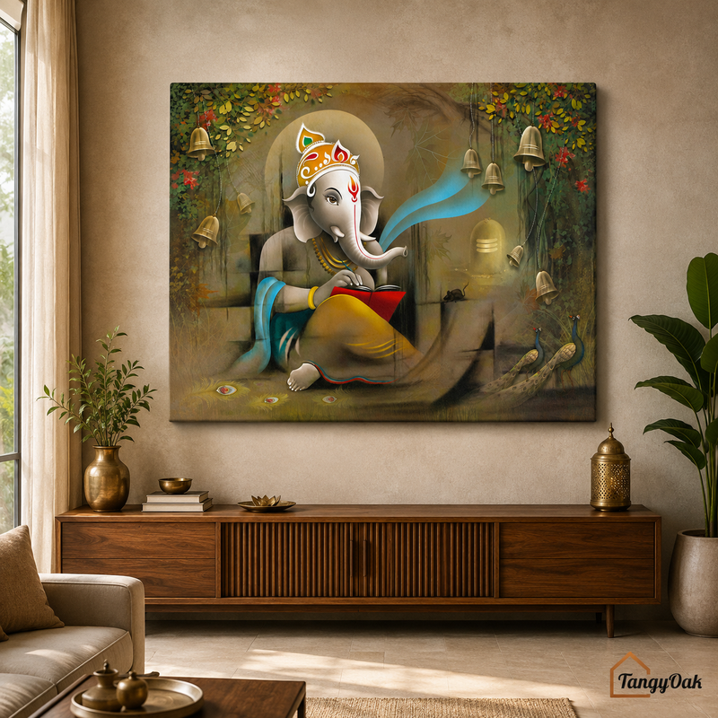 Divine Wisdom – Lord Ganesha Premium Canvas Wall Painting