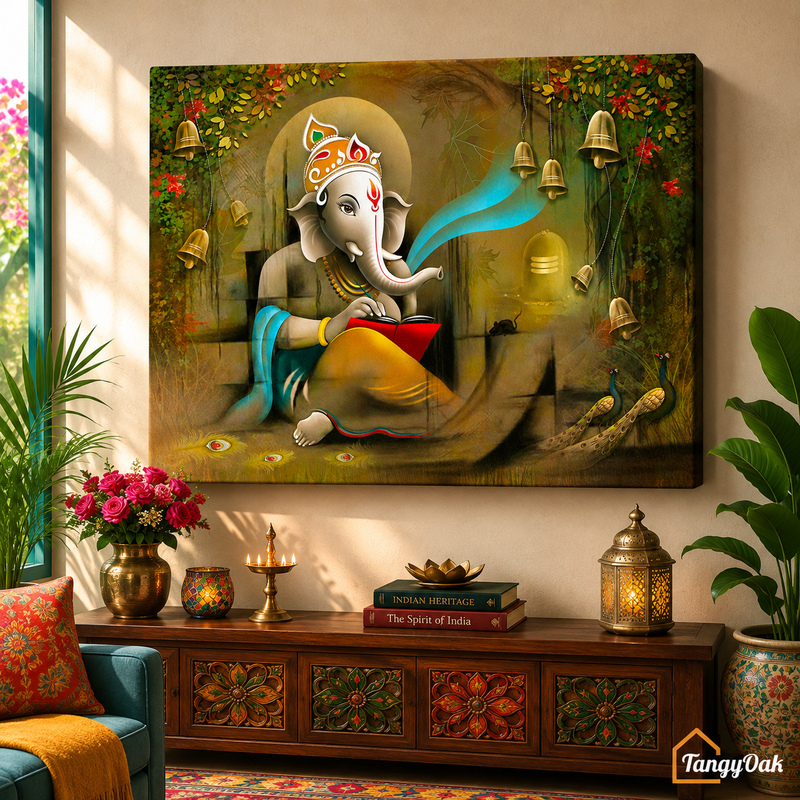 Divine Wisdom – Lord Ganesha Premium Canvas Wall Painting