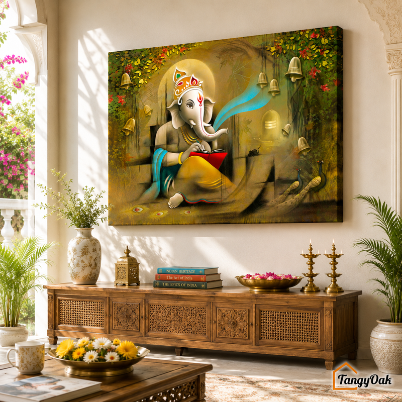 Divine Wisdom – Lord Ganesha Premium Canvas Wall Painting
