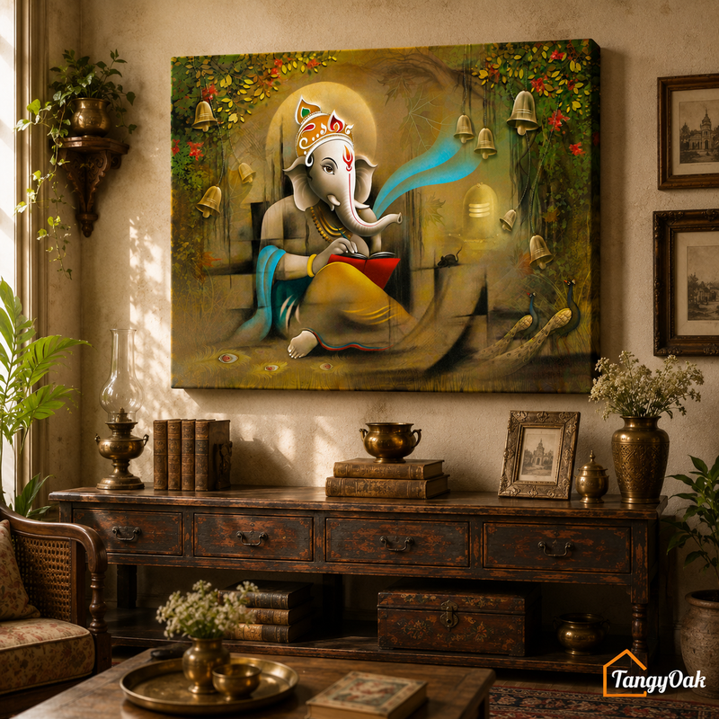 Divine Wisdom – Lord Ganesha Premium Canvas Wall Painting