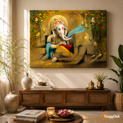 Divine Wisdom – Lord Ganesha Premium Canvas Wall Painting