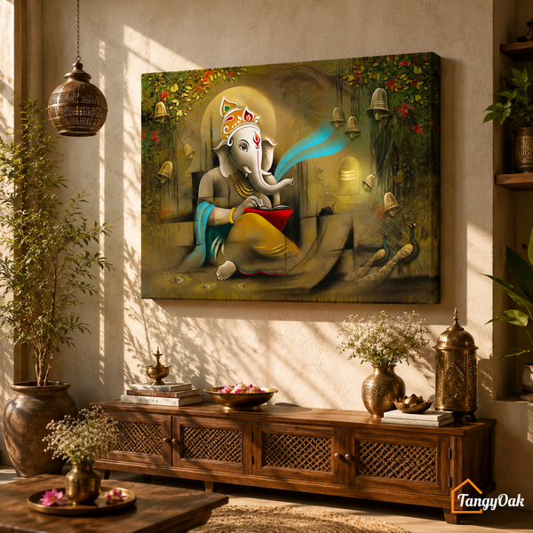 Divine Wisdom – Lord Ganesha Premium Canvas Wall Painting