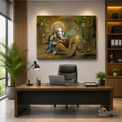 Divine Wisdom – Lord Ganesha Premium Canvas Wall Painting