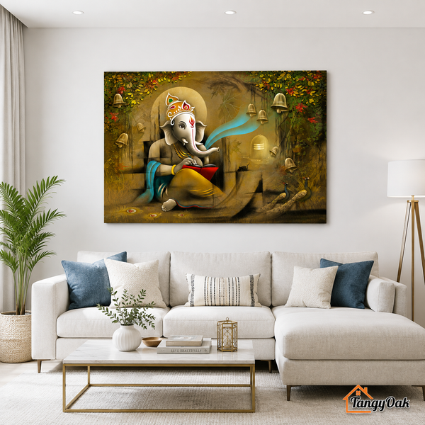 Divine Wisdom – Lord Ganesha Premium Canvas Wall Painting