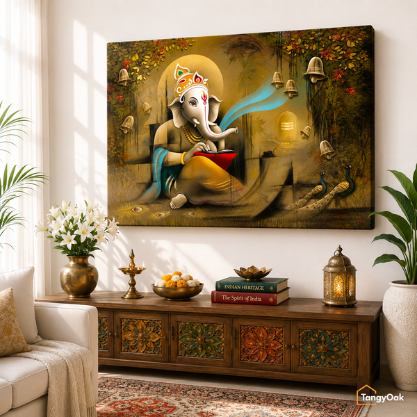 Divine Wisdom – Lord Ganesha Premium Canvas Wall Painting