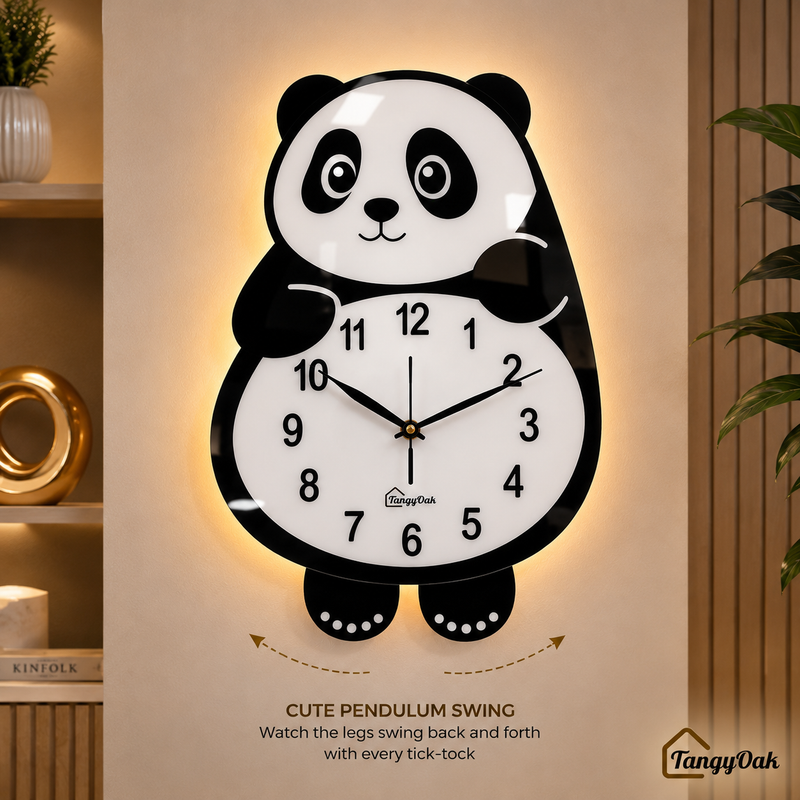 Cute Face Panda -- Pendulum Wall Clock