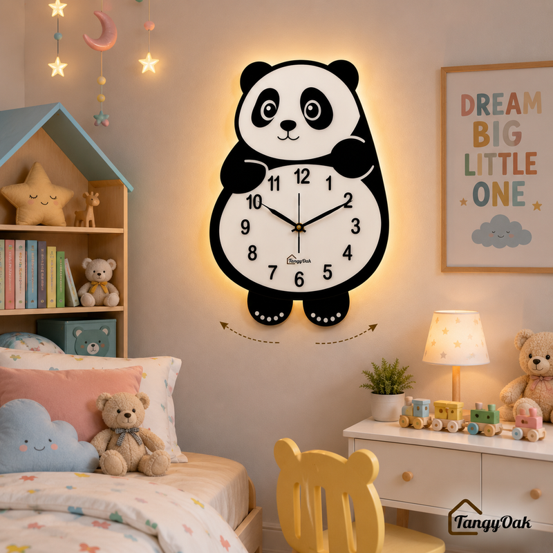 Cute Face Panda -- Pendulum Wall Clock