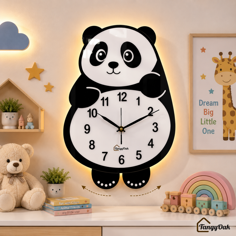Cute Face Panda -- Pendulum Wall Clock