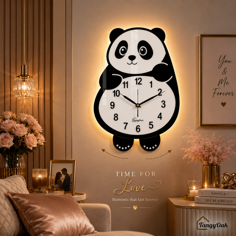 Cute Face Panda -- Pendulum Wall Clock