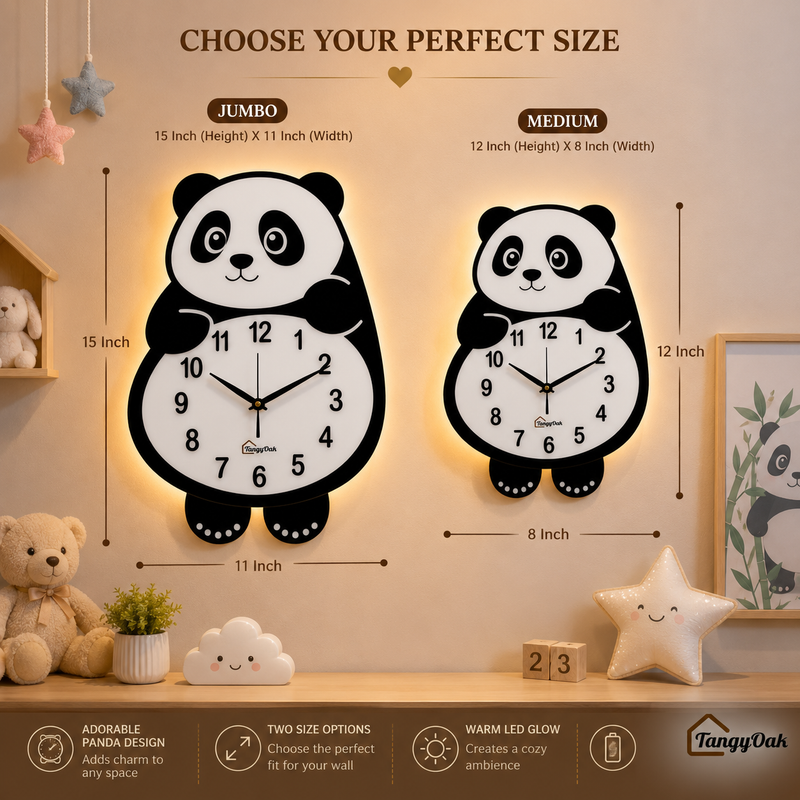 Cute Face Panda -- Pendulum Wall Clock