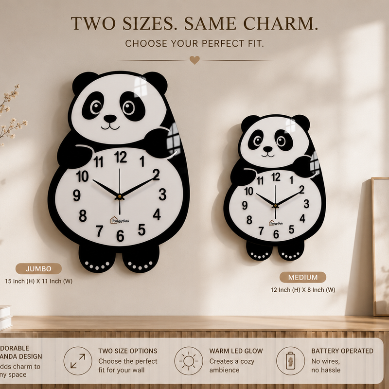 Cute Face Panda -- Pendulum Wall Clock