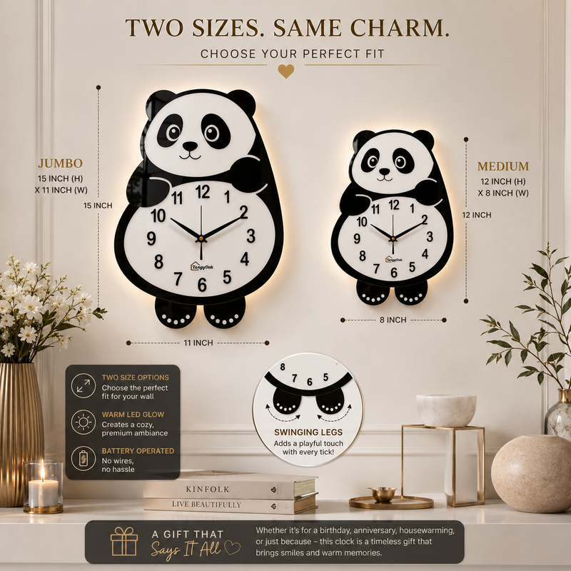 Cute Face Panda -- Pendulum Wall Clock