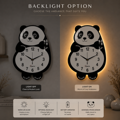 Cute Face Panda -- Pendulum Wall Clock