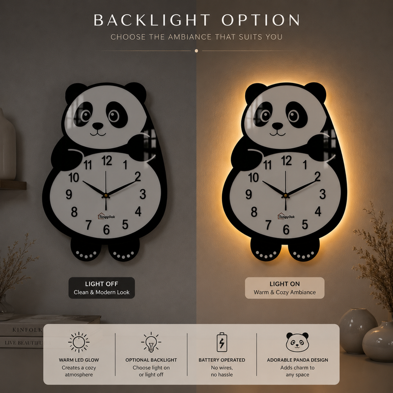 Cute Face Panda -- Pendulum Wall Clock