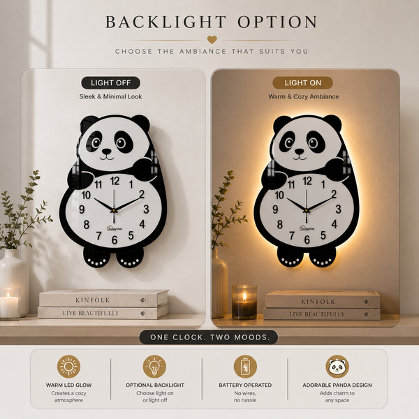 Cute Face Panda -- Pendulum Wall Clock
