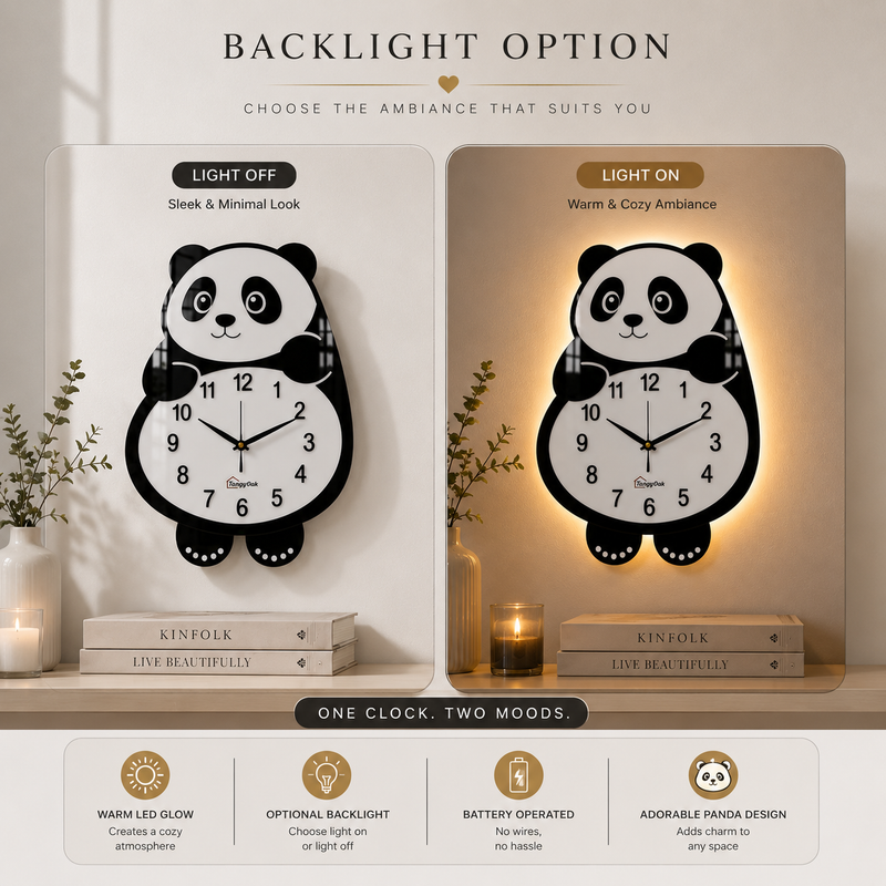 Cute Face Panda -- Pendulum Wall Clock