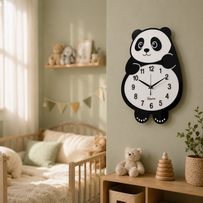Cute Face Panda -- Pendulum Wall Clock