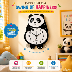 Cute Face Panda -- Pendulum Wall Clock