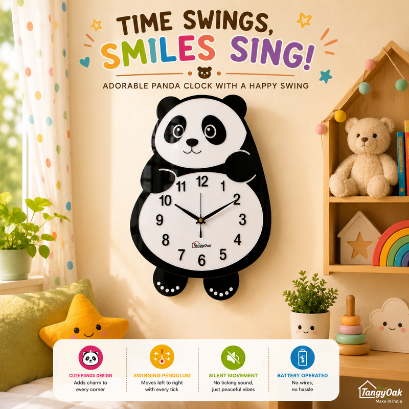 Cute Face Panda -- Pendulum Wall Clock