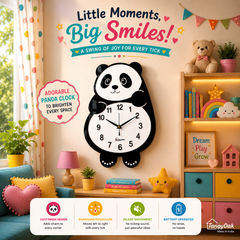 Cute Face Panda -- Pendulum Wall Clock