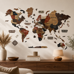 3D World Map - Wooden Wall Decor || Wall Hanging