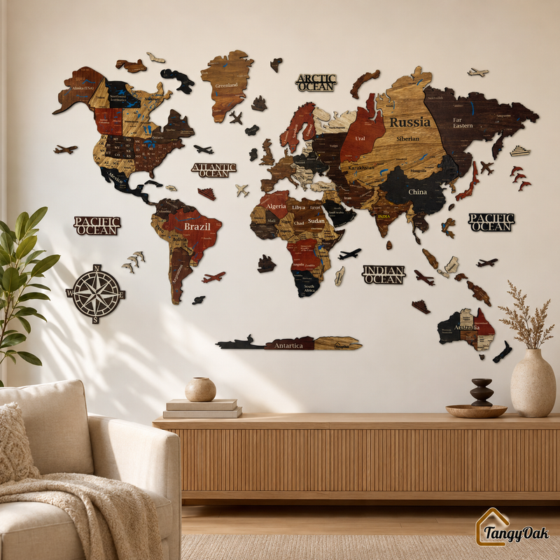 3D World Map - Wooden Wall Decor || Wall Hanging