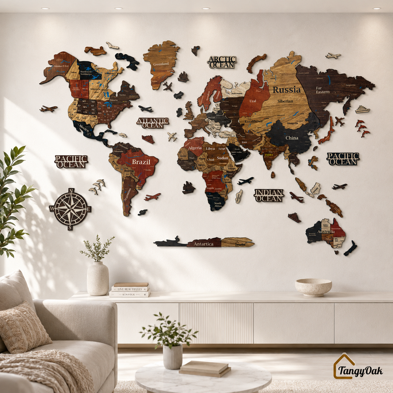 3D World Map - Wooden Wall Decor || Wall Hanging
