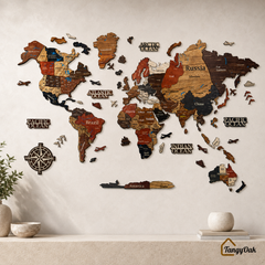 3D World Map - Wooden Wall Decor || Wall Hanging