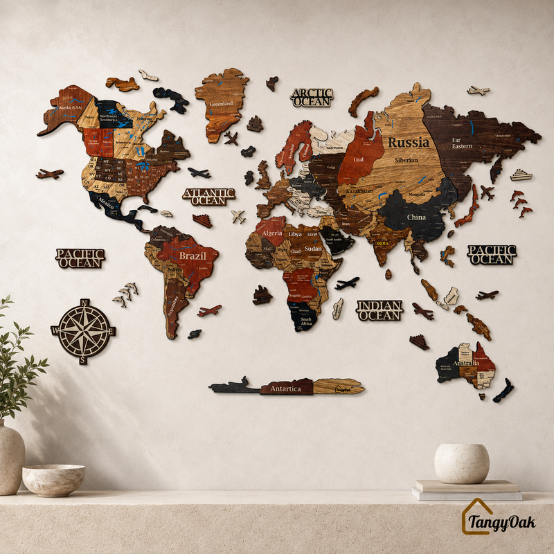 3D World Map - Wooden Wall Decor || Wall Hanging