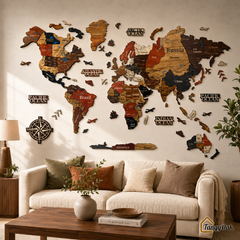 3D World Map - Wooden Wall Decor || Wall Hanging