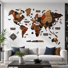 3D World Map - Wooden Wall Decor || Wall Hanging