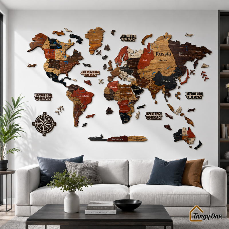 3D World Map - Wooden Wall Decor || Wall Hanging