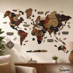 3D World Map - Wooden Wall Decor || Wall Hanging