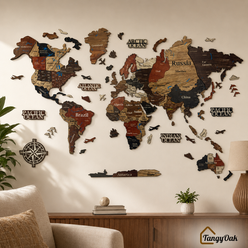 3D World Map - Wooden Wall Decor || Wall Hanging