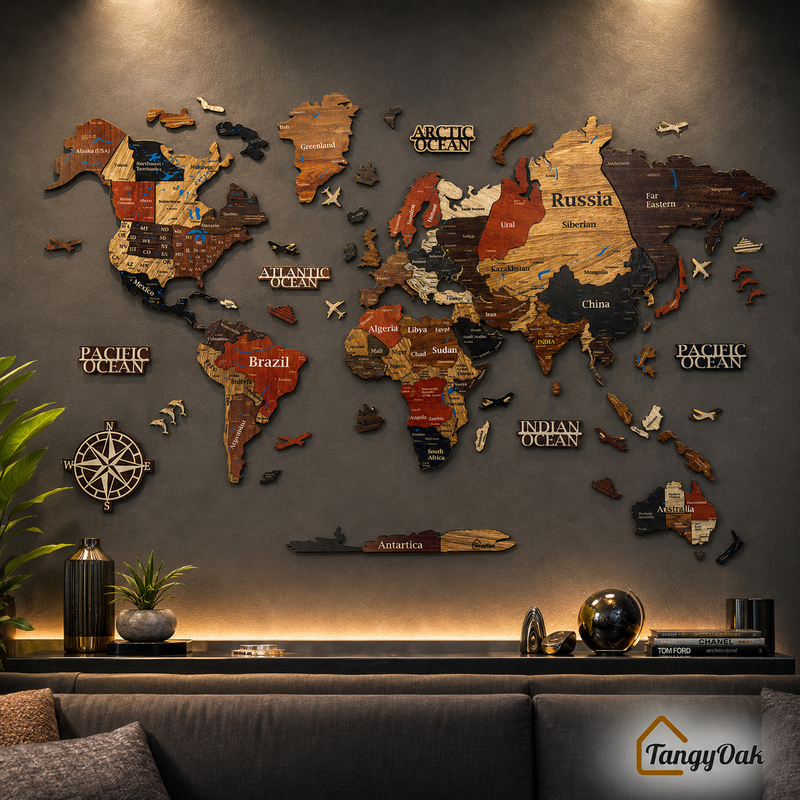 3D World Map - Wooden Wall Decor || Wall Hanging