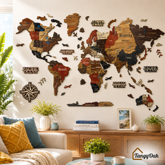 3D World Map - Wooden Wall Decor || Wall Hanging