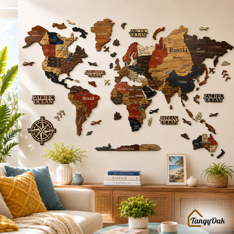 3D World Map - Wooden Wall Decor || Wall Hanging