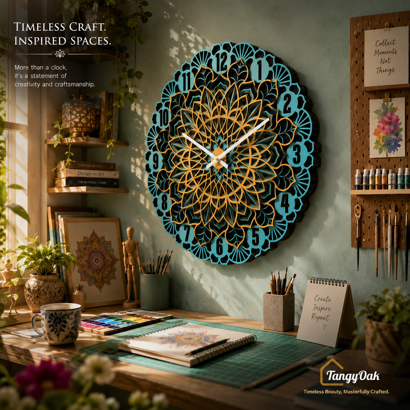 Aarunya Mandala Layered Wooden Wall Clock