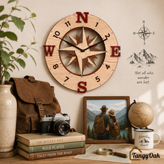 Wayfinder Compass Layered Wooden - Wall Clock