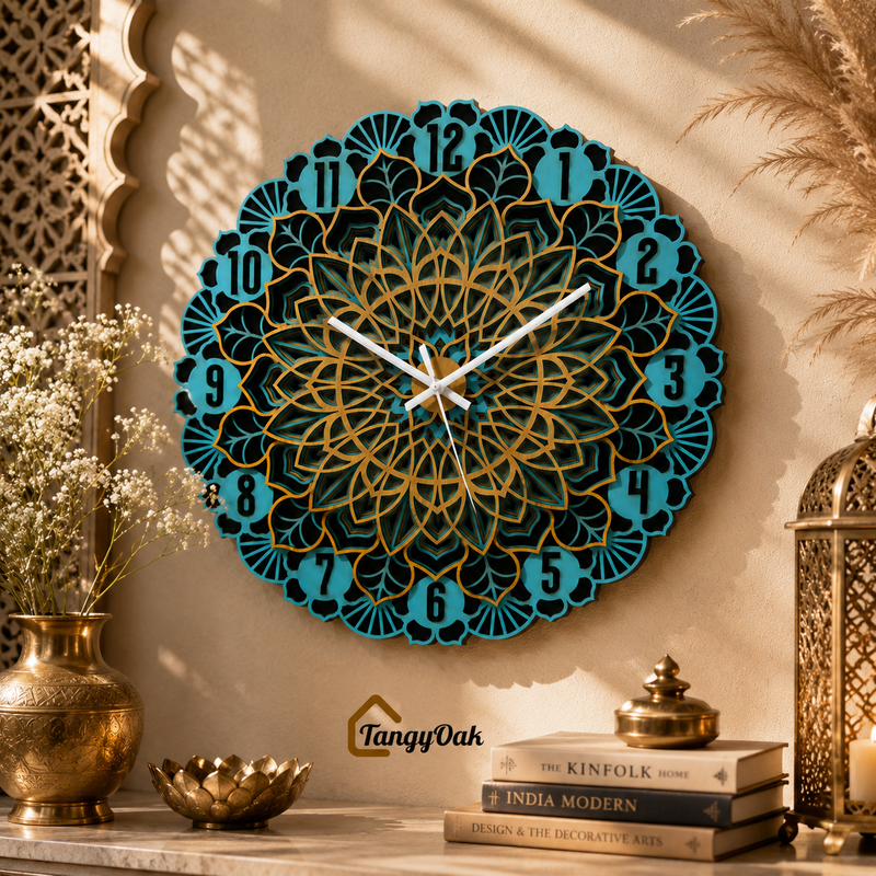 Aarunya Mandala Layered Wooden Wall Clock