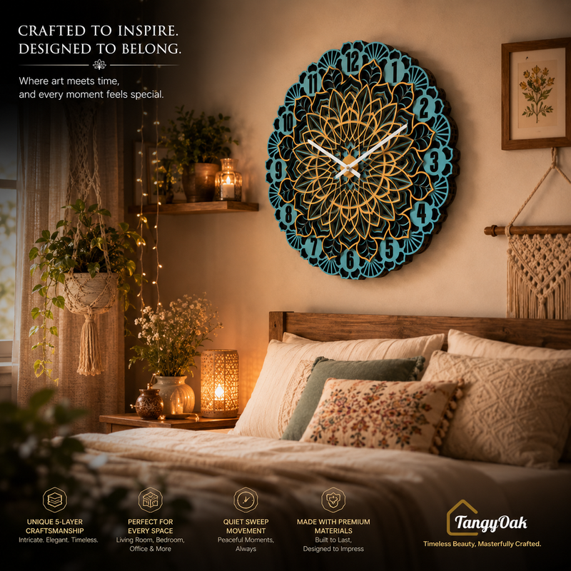 Aarunya Mandala Layered Wooden Wall Clock