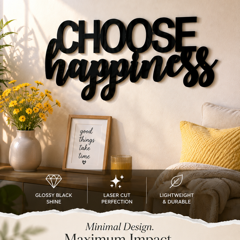 Choose Happiness - Wooden Acrylic Wall Decor || Wall Hanging