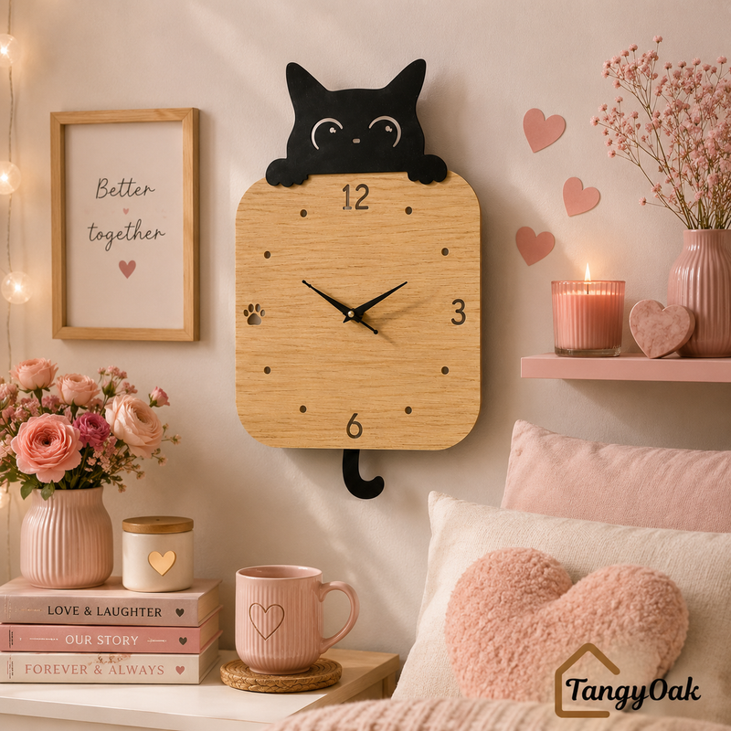 Peek-a-Boo Cat Pendulum Wall Clock