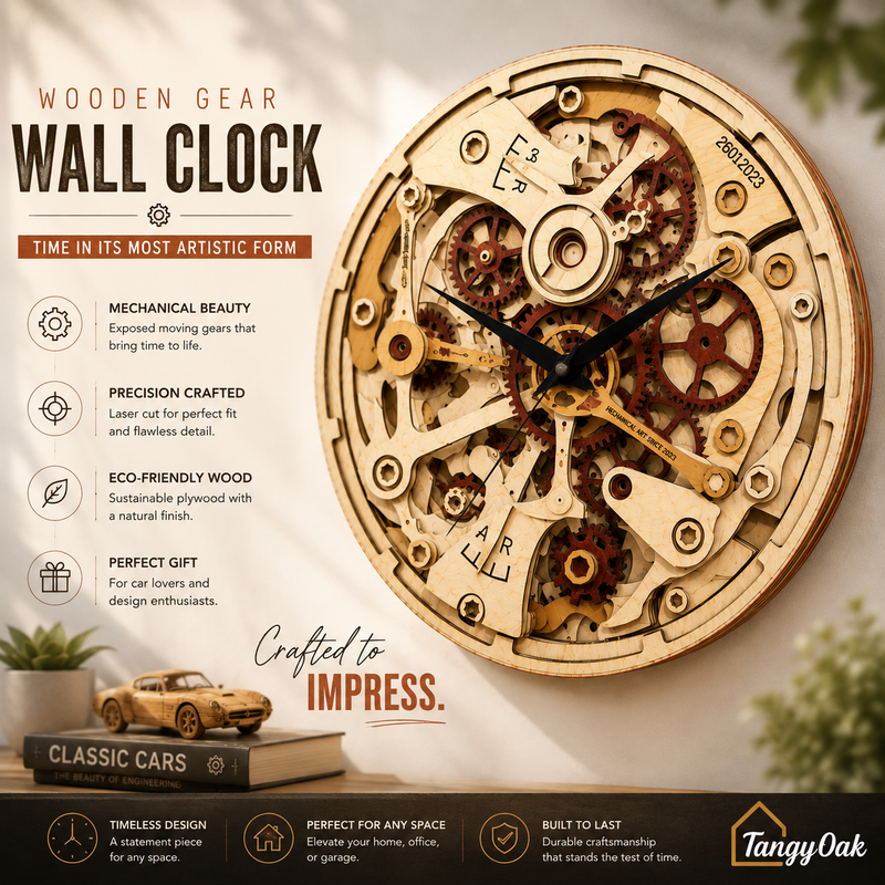 Wooden Gears - Wall Clock