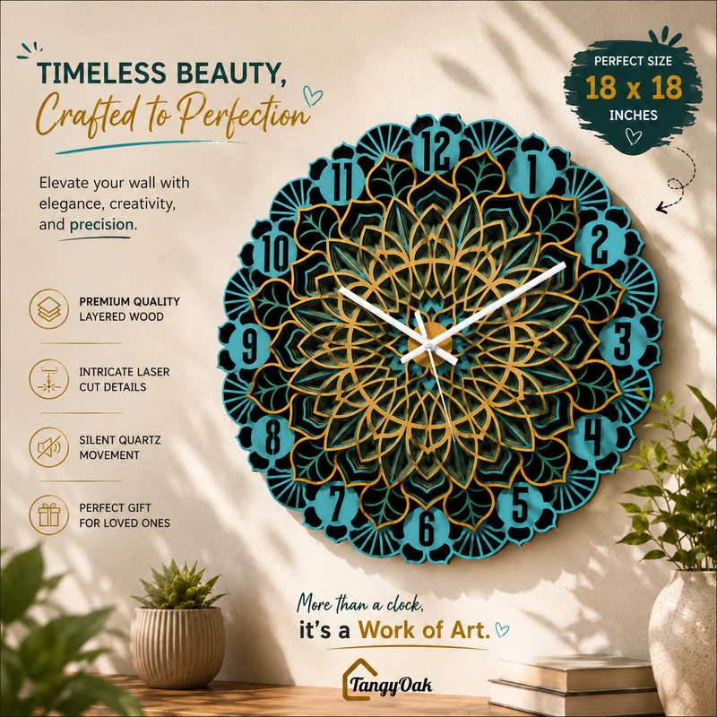 Aarunya Mandala Layered Wooden Wall Clock