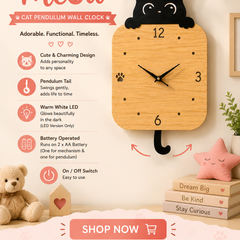 Peek-a-Boo Cat Pendulum Wall Clock