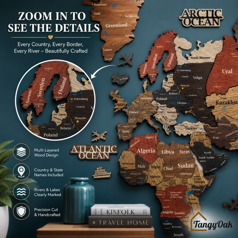 3D World Map - Wooden Wall Decor || Wall Hanging