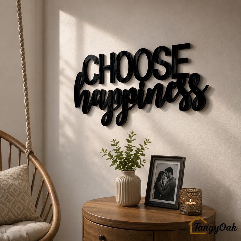 Choose Happiness - Wooden Acrylic Wall Decor || Wall Hanging